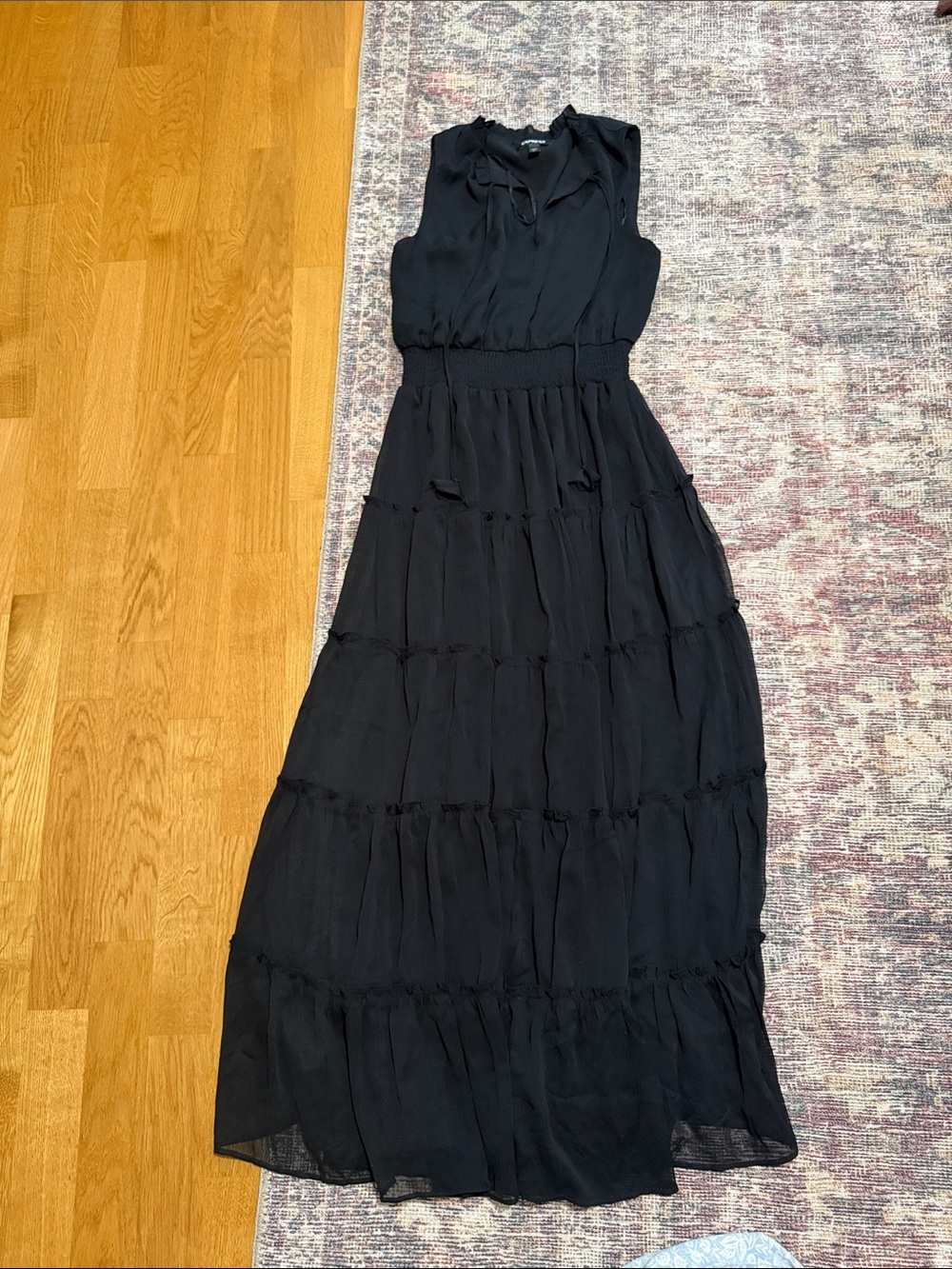 Express Black Tiered Maxi Dress